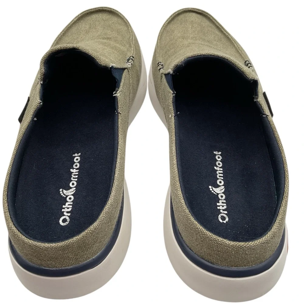 NWT OrthoComfoot Comfortable Mens Casual Slip-On Shoes - Olive size 42 US‎ 9